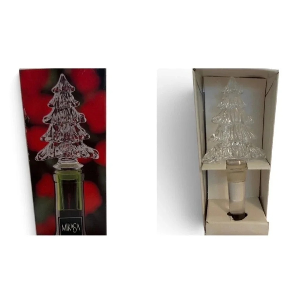 Mikasa Holiday Time Christmas Tree Crystal Glass Bottle Stopper T8193/900 Clear